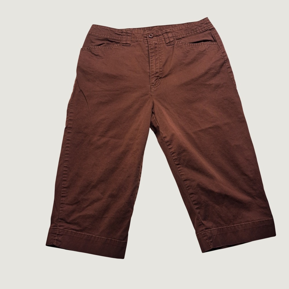 White Stag Capri Pants Women Size 8 Brown Excellent Stretch Cotton Mid Rise 0946